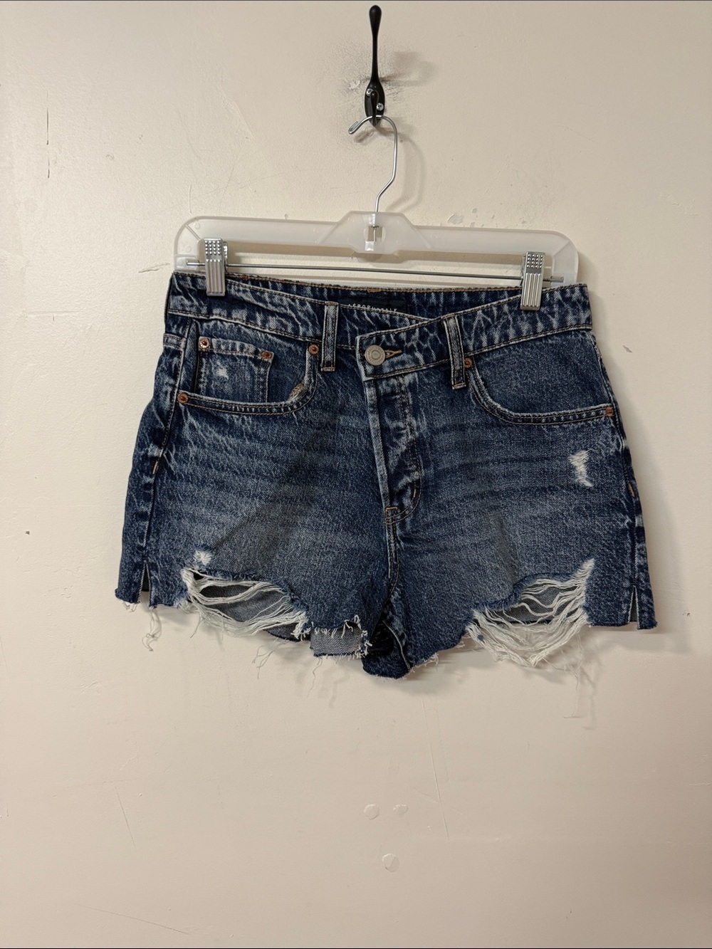 Aeropostale Distressed Dark Blue Denim Cutoff Shorts